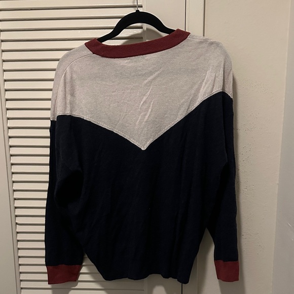 Madewell Navy and Red Crew Neck Sweater - Picture 2 of 3